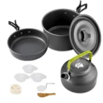 Outdoor camping cookware set aluminum non stick pot portable outdoor tableware cookware cooking pot bowl hiking BBQ picnic - Image 11