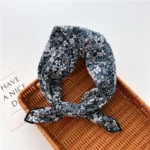 Floral Polka Dot Square Scarf Cotton Scarves Headband Headscarf Decoration Women Flower Kerchief Neckerchief Head Wrap Bandanas - Image 39