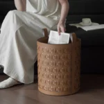 Leather Dirty Laundry Basket Woven Storage Baskets Multifunction Organizer Basket Luxury Large Living Room Organizers Baskets - Image 18