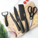 3-5PCS black stainless steel kitchen knife set, including a full set for kitchen, dormitory, household use, chef's knife, fr - Image 3