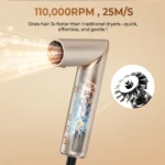 Hair Dryer 8 in 1 Hair Styler Tools Complete Set Salon Brushless Motor 110000rpm Professional Blower Dryerr With Comb - Image 9