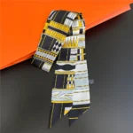 Fashion Women Hair Scarf 2024 New Brand Design Luxury Silk Scarf Fashion Print Headband Skinny Bag Scarves Neckerchief - Image 35