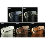 Men's Leather Belt Letter Print Luxury Classic Buckle Business Cowboy Vintage Waistband Alloy Belts - Image 6