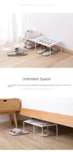 ABS Shoe Rack Extensible Shoe Hanger Storage Space Saving Shelf Telescopic Storage Rack Household Kitchen Cabinet Organizer - Image 15