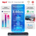 MeLE Overclock X2 Mini PC,N150 16GB 512GB Micro Desktop Computer, 4K Triple Display, All-in-one USB-C, USB3.2/WiFi/BT/Ethernet - Image 4