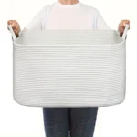 Laundry Basket, Woven Storage Baskets for Organizing, Cube Cotton Rope Baskets for Shelves, Magazine & Newspaper Baskets - Image 11