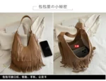 Large Capacity Casual Solid Retro Tassel Tote Bags Hot Sale Versatile Underarm Women's Bag Concise Advanced Sense Shoulder Bags - Image 13