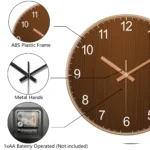 Modern Round Wall Clock Wooden Grain Non-Ticking Wall Clock for Living Room Bedroom Kitchen Office Home Decor Minimalist Style - Image 11
