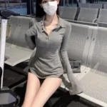 Polo Neck T Shirt for Women Coquette Clothes Sexy Woman Tshirt Trend Plain On Offer New Youth Fashion 2025 Basic Polyester In - Image 2