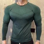 Men's Muscle Enhancing Slim Fit Long Sleeve Workout T-Shirt, Breathable Athletic Top for Gym Training Outdoor - Image 14