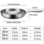 10”/11”/12” Tri-Ply Stainless Steel Frying Pan 3-layer Kitchen Cooking pans Fast Heating Chef's pan with Ergonomic Handles - Image 6