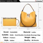 Women Fashion Handbags Clutches High Quality Leather Hand Bag Sets Large Shoulder Bag Women Crossbody Messenger Bags Sac A Main - Image 3