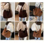 Women's Tote Bags 2025 New Fashion Suede Vintage Large Shoulder Crossbody Bag for Woman Korean Female Student Bookbag Handbags - Image 5