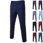 Men's Casual Dress Pants Stretch Comfortable Office Black Slim Suit Pants Business - Image 2