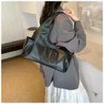 2024 New Women's Tote Bags Trendy Versatile Commuting Large Capacity One Shoulder Bag Summer Casual Solid Color Female Handbags - Image 53