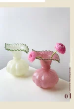 Glass Vase Pumpkin Shape Wave Retro European Hand-made Floral Arrangement Accessories Terrarium Flower Vases - Image 9