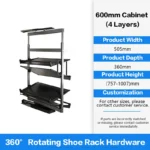 Rotating Shoe Rack New Stainless Steel Multi-Layer Built-In Ultra-Thin 90 Degree Side Mount Large Capacity For Home Organizer - Image 14