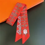 Fashion Women Hair Scarf 2024 New Brand Design Luxury Silk Scarf Fashion Print Headband Skinny Bag Scarves Neckerchief - Image 15