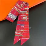 Fashion Women Hair Scarf 2024 New Brand Design Luxury Silk Scarf Fashion Print Headband Skinny Bag Scarves Neckerchief - Image 45