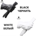 Fashion White Leather Gloves Comfortable Leather Gloves Women Top Grade Women's Leather Gloves Keep Warm Winter Gloves-2226D - Image 4