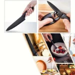 Kitchen knife 7-piece set, black professional stainless steel chef's knife with holder set home rust-proof and sharp meat cutter - Image 10