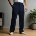 Men Waffle Dress Pants Casual Business Suit Trousers Wide Leg Trousers with Belt Loop for Office Dating Vacation Daily Wear - Image 2