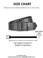 Women Belt  Fashion Square Beads, Willow Nails, Three Exhaust Eyes, Punk Street Cool, Personalized Men's and Women's Belts - Image 18