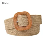 Bohemian Braided Belts for Women Summer Patchwork Straw Woven Belt Wide Waistband Fashion Female Square Buckle Waist Belt - Image 8