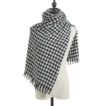 New Autumn Winter Warm Luxury Houndstooth Scarves Women Thermal Shawls Tassel Scarves Warm Knitted Scarves For Women - Image 12
