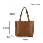 Simple Large Capacity Tote Bags for Women Retro Pu Leather Ladies Shoulder Bag Commuter Portable Girls Student Underarm Handbag - Image 5