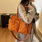 Large capacity Tote Bags for Women Shoulder Side Bag Fashion Space cotton Shopping Bags Multi-pocket Messenger Bag Lady Handbags - Image 2