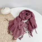 2024 Retro Solid Color Linen scarf Women's Spring And Summer Breathable Linen Cotton Scarves