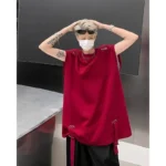 High Street Sleeveless T-shirts for Men in Summer New American Small Neckline Design Niche Pussy and Handsome Vest Vest - Image 3