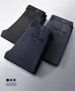 High-stretch fabric men's business trousers suitable for all seasons, featuring an elastic waistband and classic office/work for - Image 6