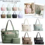 Tote Bag for Women, Lightweight Puffy Tote Bag with Compartments Shoulder Bag Handbag for Travel, Work, Gym