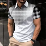 Summer T Shirts for Men 2026 Short Sleeve Men's Clothing Collar 3D Printing Plain Shirt Striped Polo Tees Fashion Pullover Tops - Image 2
