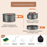 Camping Cookware Set Aluminum Nonstick Portable Outdoor Tableware Kettle Pot Cookset Cooking Pan Bowl for Hiking BBQ Picnic - Image 7
