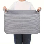 Laundry Basket, Woven Storage Baskets for Organizing, Cube Cotton Rope Baskets for Shelves, Magazine & Newspaper Baskets - Image 8