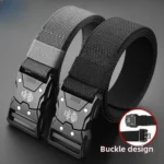 Tactical Belt Quick Release Nylon Braided Belt for Men Outdoor Hiking Work Duty with Black Buckle - Image 2