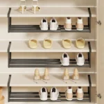 Adjustable Shoe Rack - Space Saving Shoe Organizer for Home Multi Layer Shoe Shelf with Hanging Baskets Compact Design - Image 6