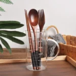 Wooden Travel Utensil Set Spoon Fork Chopsticks Portable Dinnerware for Office Picnic Camping Kitchen Dining Eco Tableware - Image 18