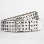 Women Belt  Fashion Square Beads, Willow Nails, Three Exhaust Eyes, Punk Street Cool, Personalized Men's and Women's Belts - Image 7