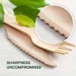 A Set of Premium Wooden Cutlery – 100/200 Pieces of Disposable Cutlery (50/100 Forks, 25/50 Knives, 25/50 Spoons), Suitable for Events and Catering Services, Includes 5.5inch / 6.3inch Utensils, with a Wooden Table Cutlery Set of 14cm / 16cm Pieces Suitable for Daily Use, Outdoor Activities, and P - Image 3