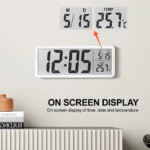 Digital Wall Clock Electronic Wall Mounted LCD Disply Clocks Multifunctional Temperature and Time Week Display Battery Powered