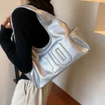 2024 New Women's Tote Bags Trendy Versatile Commuting Large Capacity One Shoulder Bag Summer Casual Solid Color Female Handbags - Image 2
