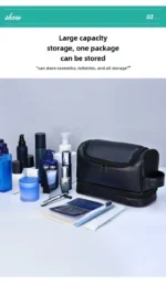 Large Hanging Toiletry Cosmetic Travel Bags for Men Women Leather Travel Bags with Hanging Hook Toiletries Bathroom Shaving Bags - Image 14