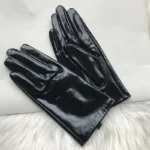 Women's Patent Leather Gloves Men's Leather Gloves Shiny Black Party Evening Short Gloves - Image 16
