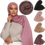 Women Big Size Cotton Jersey Hijabs Scarf Islamic Turban Shawls Trendy Muslim Hijab Solid Plain Cotton Scarves Headscarf - Image 2