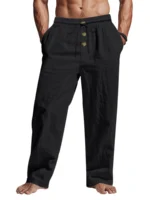 Men's Casual Trousers 2025 Spring/Summer New Man Large Size white Straight trousers Solid Beach black Fitness Pants S-XXXL - Image 5