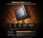 BMAX B5APRO Mini PC AMD Ryzen7 5825U 8 Cores Processor Up to 4.5GHz 16GB DDR4 RAM 512GB NVMe SSD 2.4/5GHz WiFi Bluetooth 5.0 - Image 11